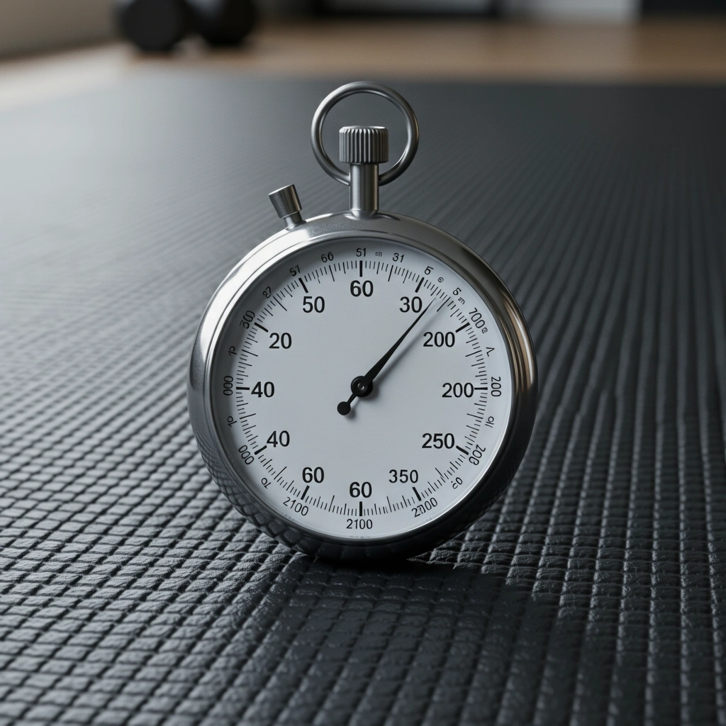 Professional stopwatch on a gym mat